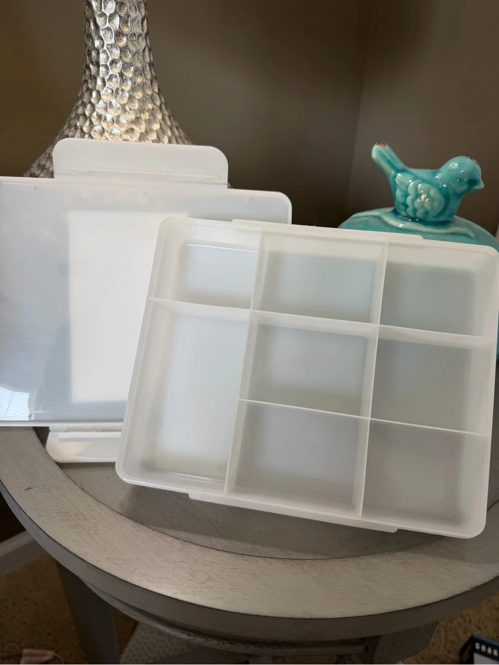 8-Compartment White Snack Box - Food OR Storage Organizer. NEW WITH CALLOUT